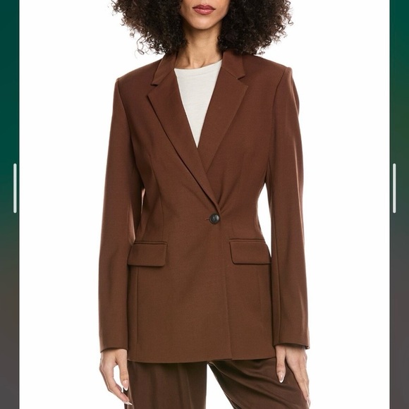 rag & bone Roxanne Wool Blend Blazer in Dark Brown Size 4